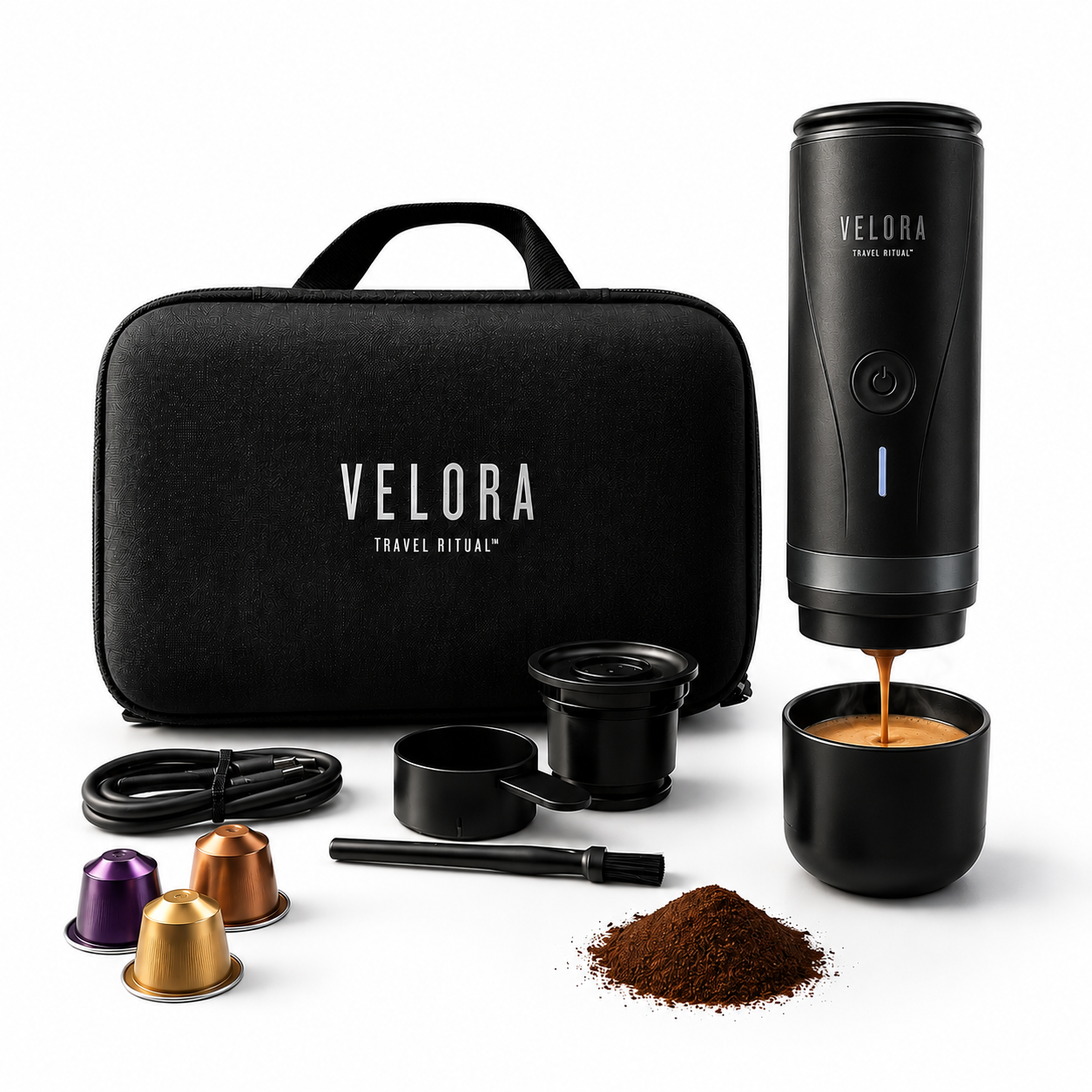 Velora Travel Ritual – Macchina da Caffè Espresso Portatile 2 in 1